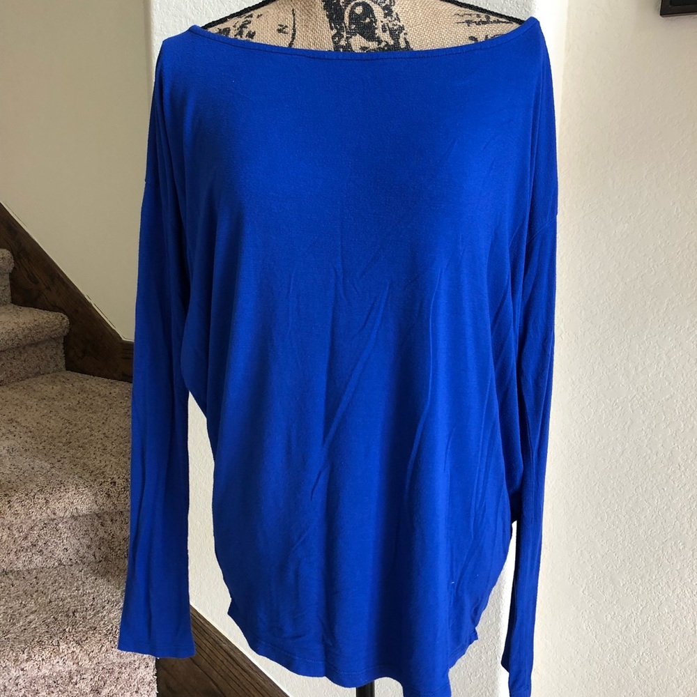 Long Sleeve Wide Neck Blue TShirt